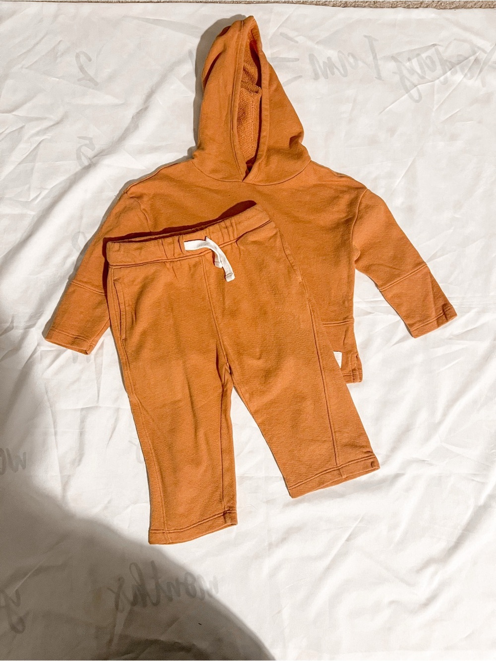 Little Co. Kids Cozy Hoodie & Jogger Set - Rust Orange Size 18 Months